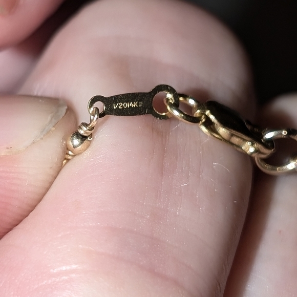 Vintage Aventurine Chalcedony Pendant with Stone Accents 14k Gold Fill 18" Chain - Picture 8 of 9